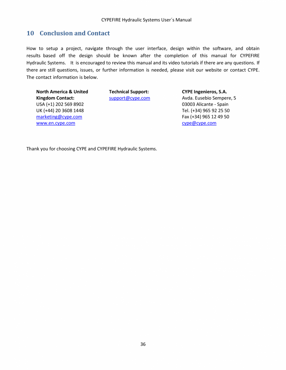 Pagina 38-CYPEFIRE Hydraulic Systems - Manual de utilizare CYPE Instructiuni montaj, utilizare Engleza he area...