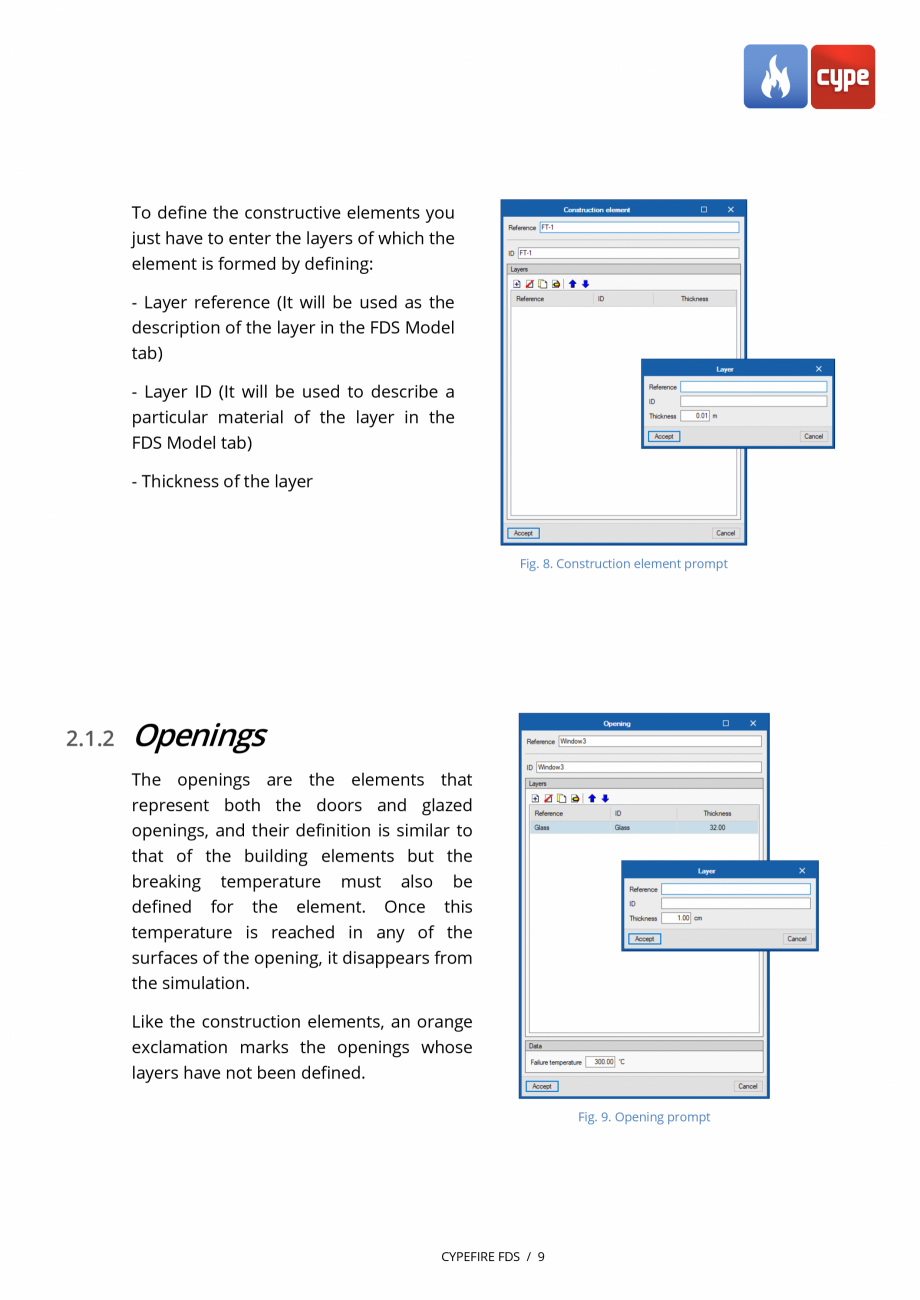 Pagina 8-CYPEFIRE FDS - Manual de utilizare CYPE Instructiuni montaj, utilizare Engleza to edit elements in...