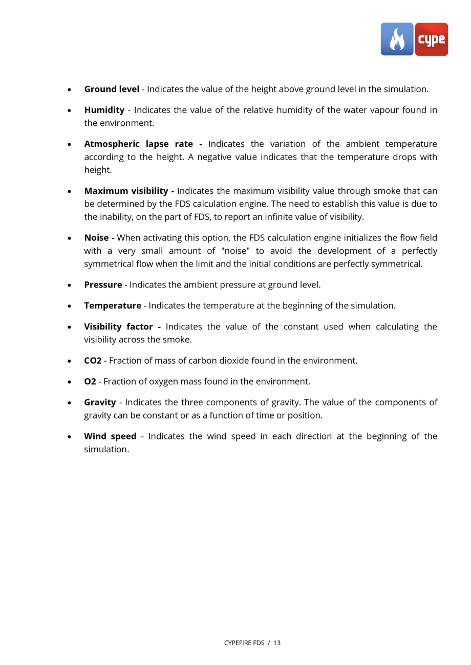 Pagina 12-CYPEFIRE FDS - Manual de utilizare CYPE Instructiuni montaj, utilizare Engleza ion of the model,...