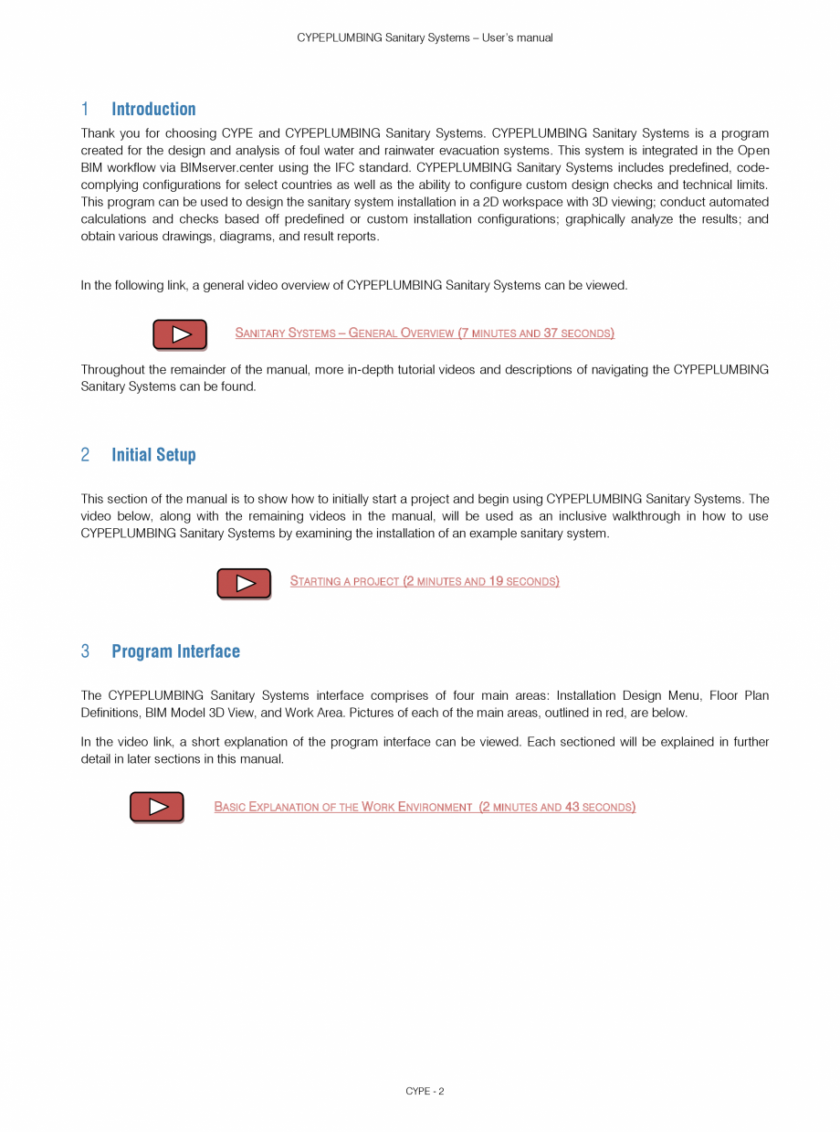 Pagina 2-CYPEPLUMBING Sanitary Systems - Manual de utilizare CYPE Instructiuni montaj, utilizare Engleza .......