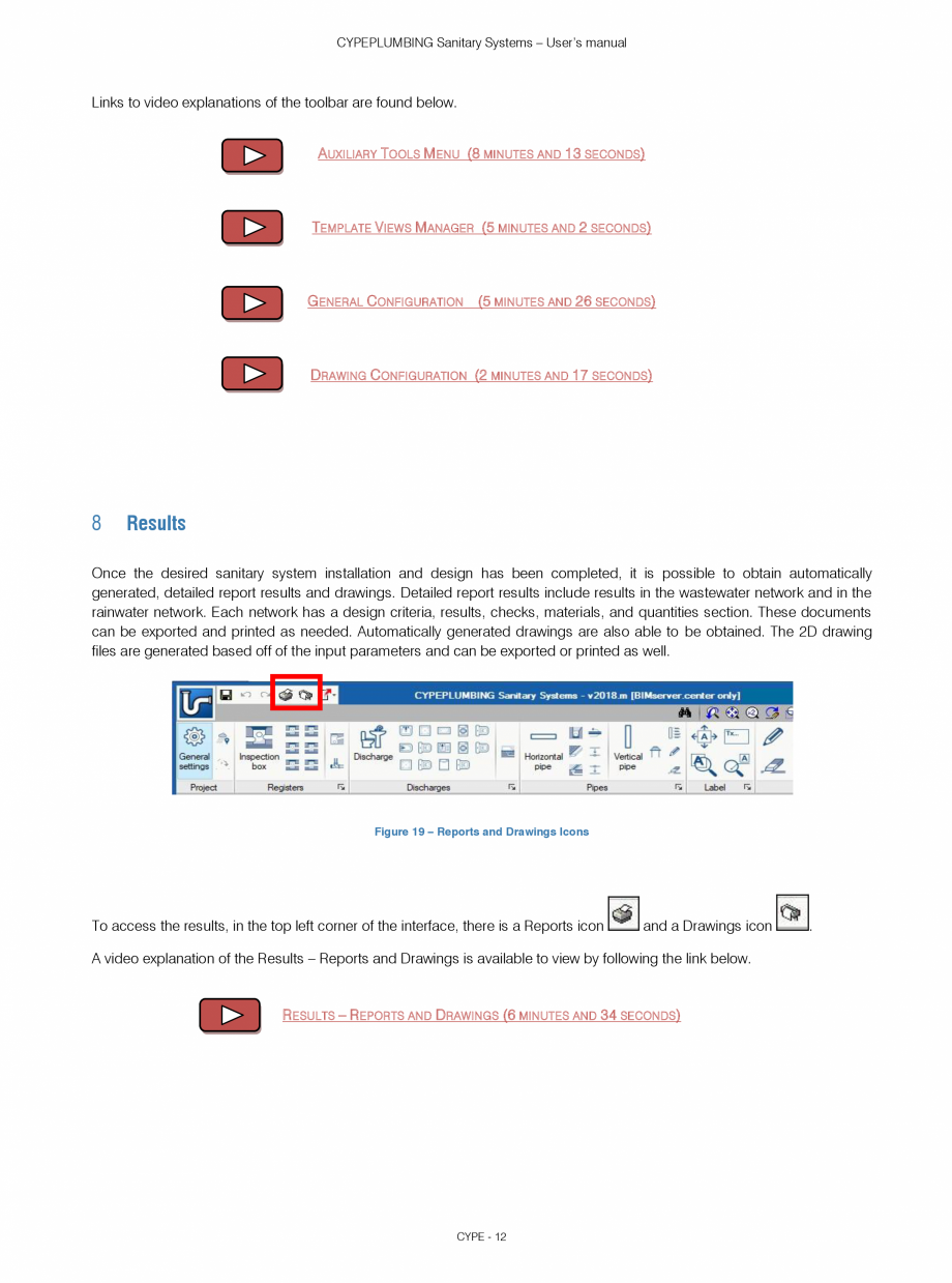 Pagina 12-CYPEPLUMBING Sanitary Systems - Manual de utilizare CYPE Instructiuni montaj, utilizare Engleza l of...