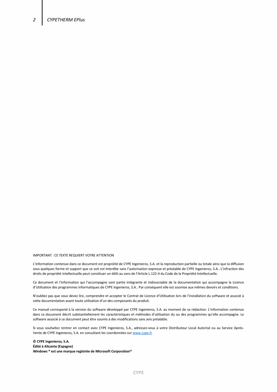 Pagina 2-CYPETHERM EPlus - Manual de utilizare CYPE Instructiuni montaj, utilizare Engleza sation d’un des ...