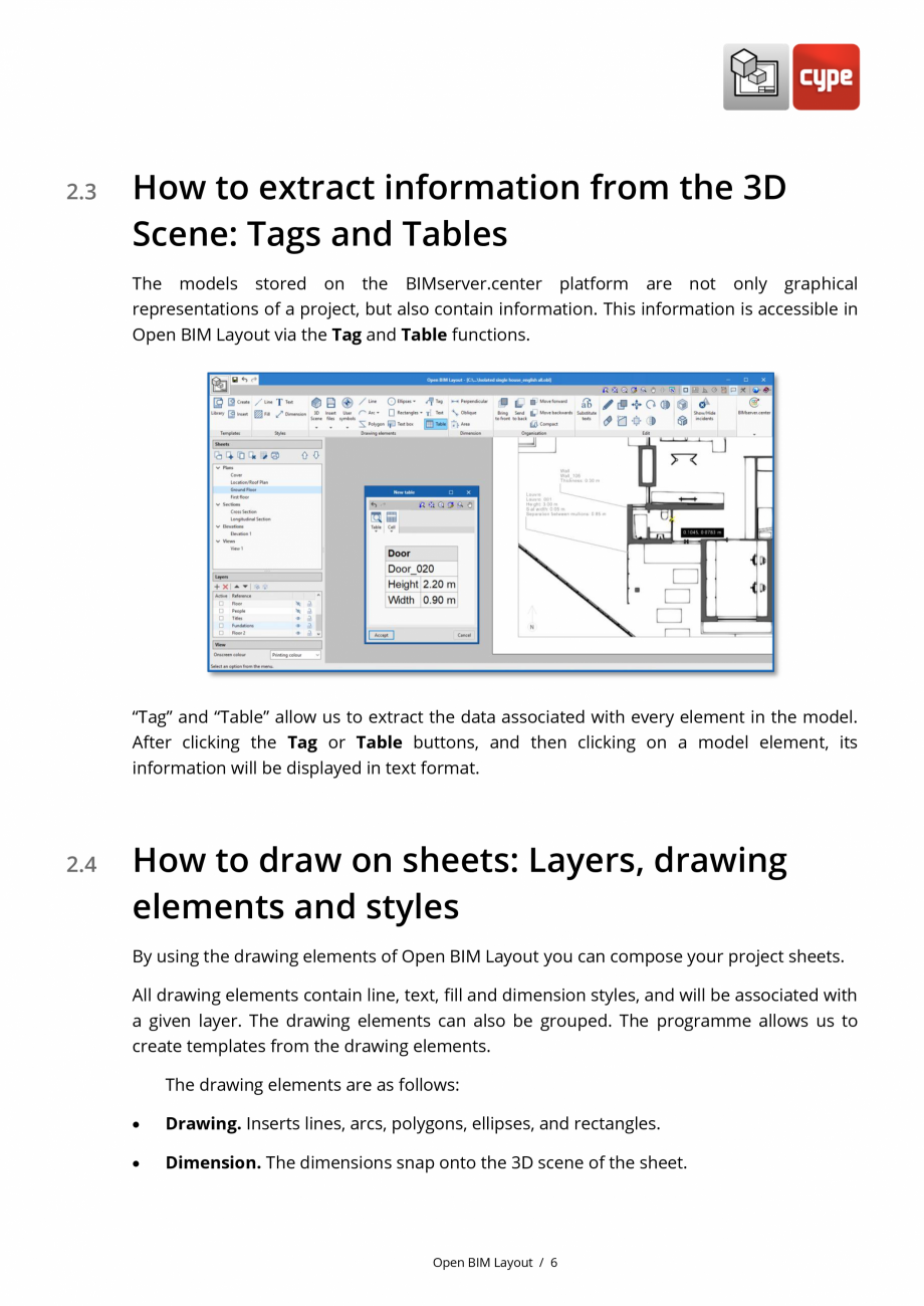 Pagina 6-Open BIM Layout - Manual de utilizare CYPE Instructiuni montaj, utilizare Engleza onochrome drawing ...