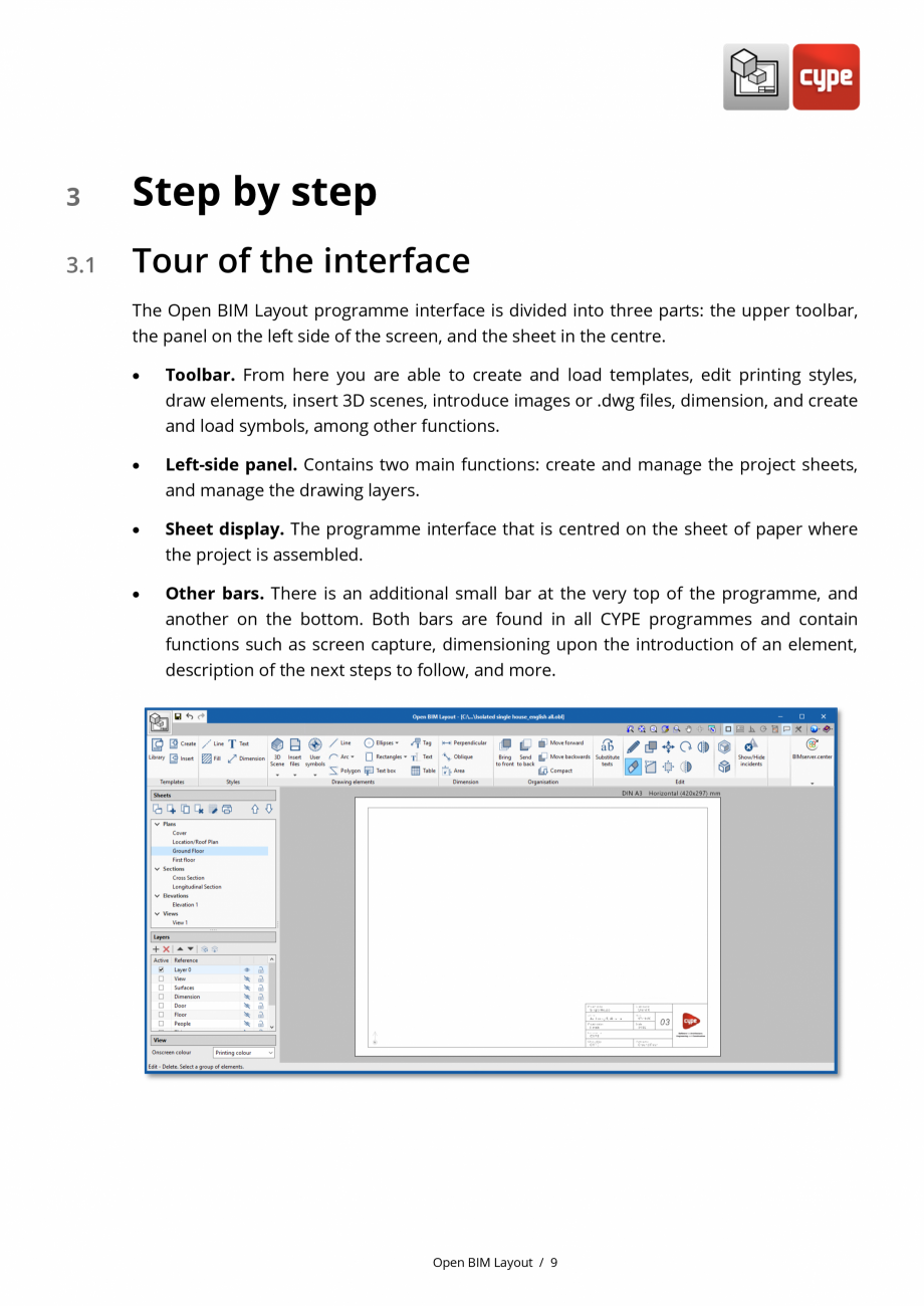 Pagina 9-Open BIM Layout - Manual de utilizare CYPE Instructiuni montaj, utilizare Engleza 

Left-side panel...
