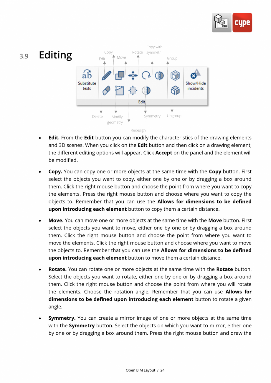 Pagina 24-Open BIM Layout - Manual de utilizare CYPE Instructiuni montaj, utilizare Engleza ygons, texts, and
...