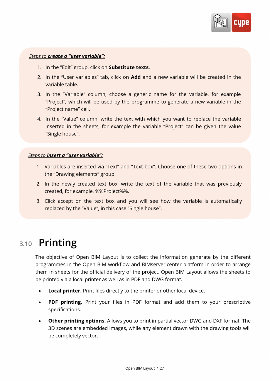 Pagina 27-Open BIM Layout - Manual de utilizare CYPE Instructiuni montaj, utilizare Engleza ck to make the...