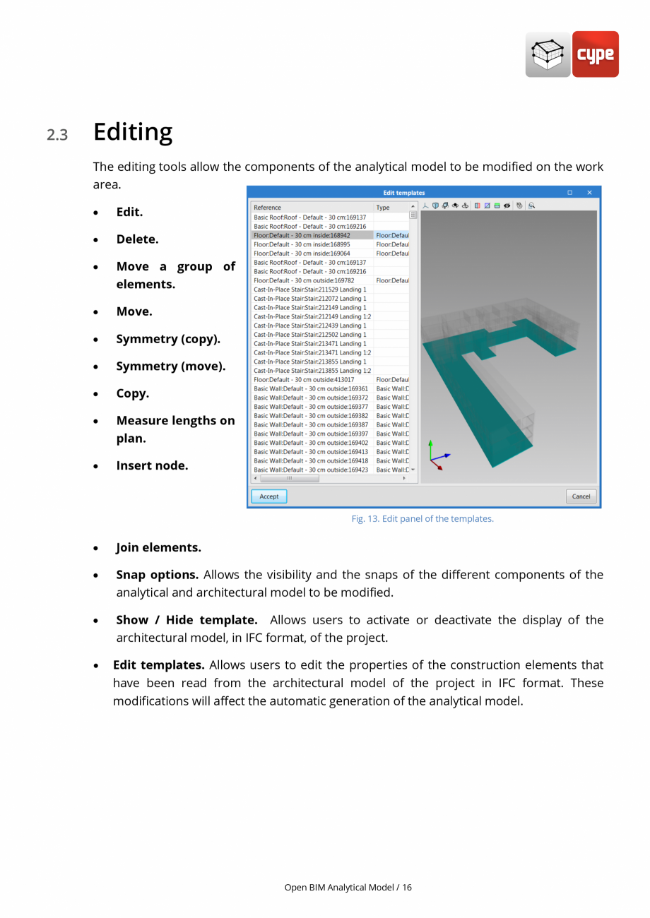 Pagina 16-Open BIM Analytical Model - Manual de utilizare CYPE Instructiuni montaj, utilizare Engleza ion of...