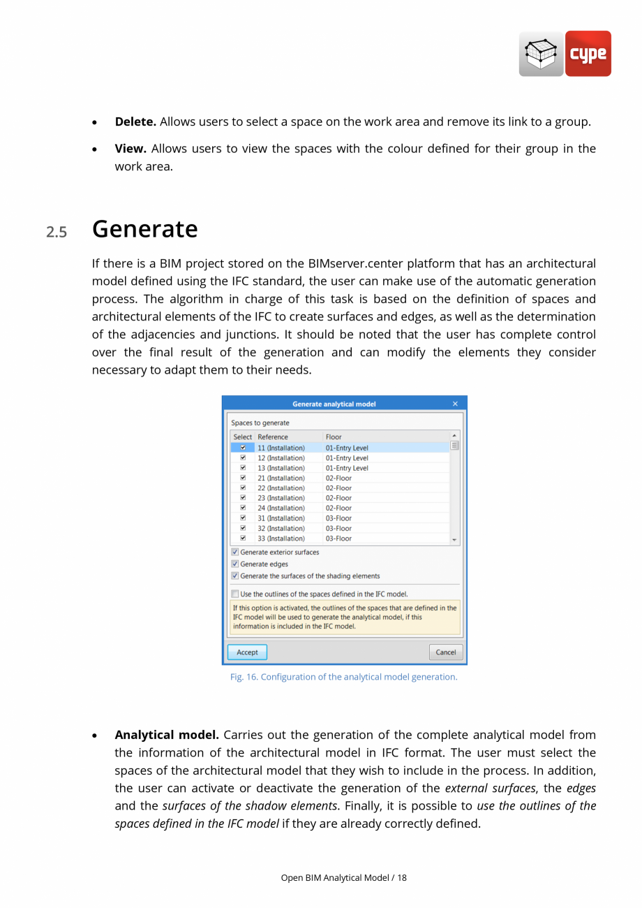 Pagina 18-Open BIM Analytical Model - Manual de utilizare CYPE Instructiuni montaj, utilizare Engleza...
