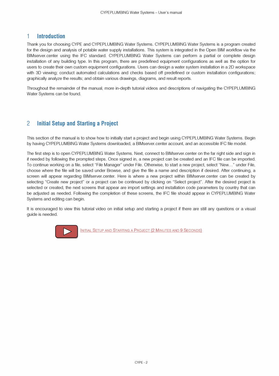 Pagina 2-CYPEPLUMBING Water Systems - Manual de utilizare CYPE Instructiuni montaj, utilizare Engleza ..........