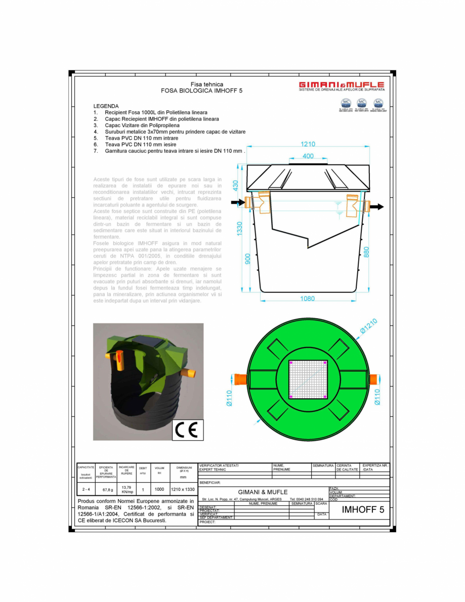Pagina 1-CAD-PDF Fosa Septica EcoBio GIMANI&MUFLE Detaliu de produs Imhoff 5 