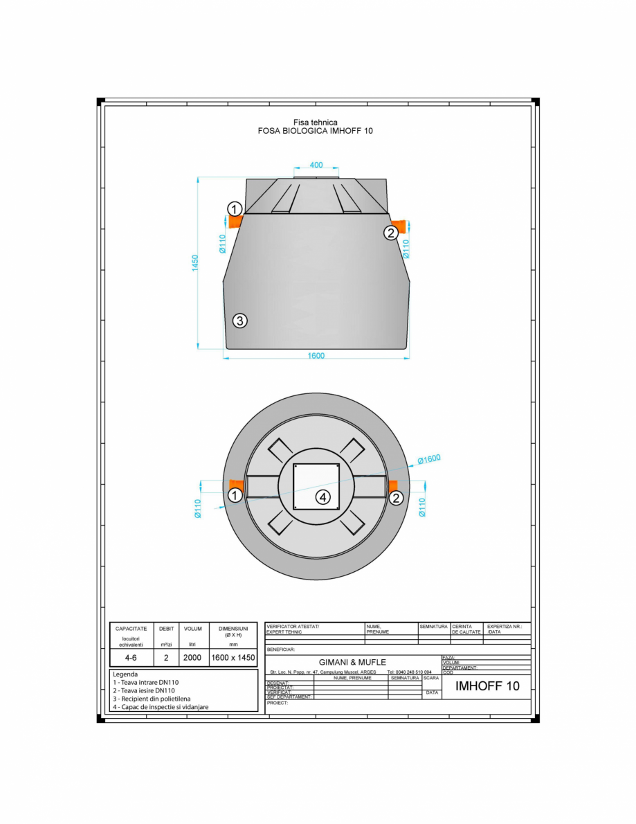 Pagina 1-CAD-PDF Fosa Septica EcoBio GIMANI&MUFLE Detaliu de produs Imhoff 10 
