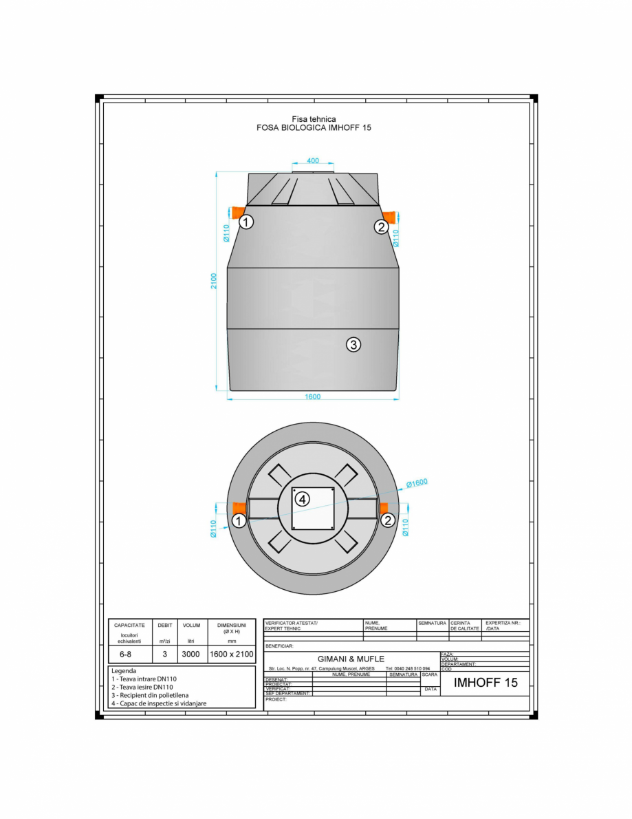 Pagina 1-CAD-PDF Fosa Septica EcoBio GIMANI&MUFLE Detaliu de produs Imhoff 15 