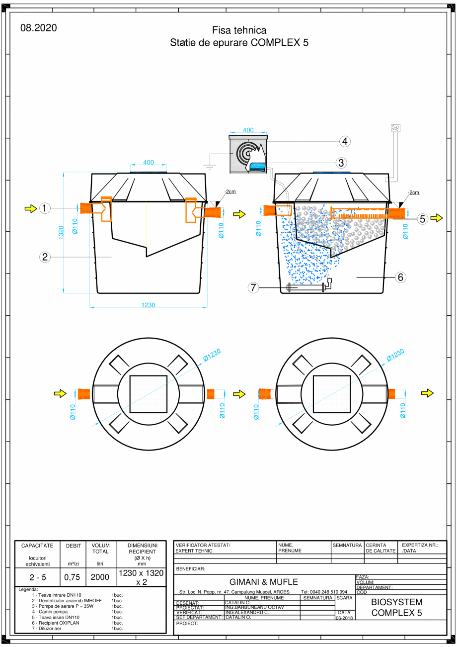 Pagina 1-CAD-PDF Statie de Epurare BIOSYSTEM COMPLEX 5 GIMANI&MUFLE Detaliu de produs 