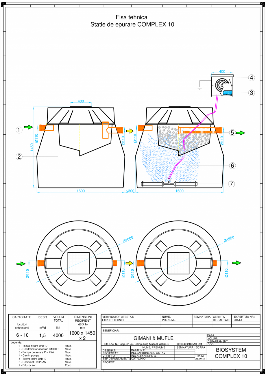 Pagina 1-CAD-PDF Statie de Epurare BIOSYSTEM COMPLEX 10 GIMANI&MUFLE Detaliu de produs 
