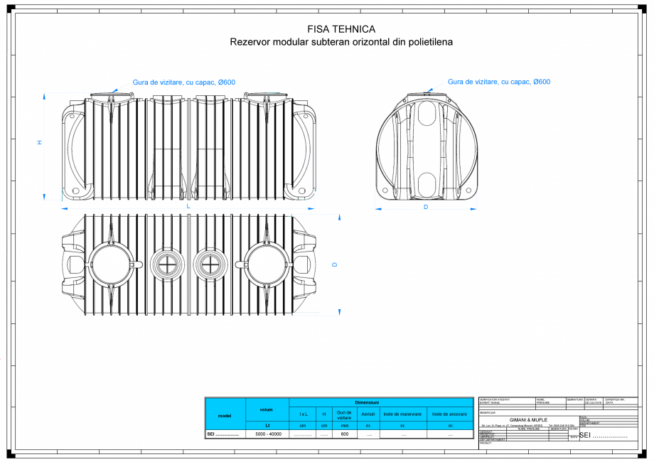 Pagina 1-CAD-PDF Rezervor subteran modular orizontal GIMANI&MUFLE Detaliu de produs 5000-40000 l 