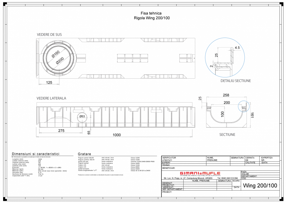 Pagina 1-CAD-PDF Rigola 200-100 GIMANI&MUFLE Detaliu de produs WING 