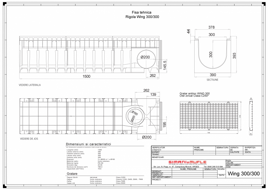 Pagina 1 - CAD-PDF Rigola 300 GIMANI&MUFLE Detaliu de produs WING 