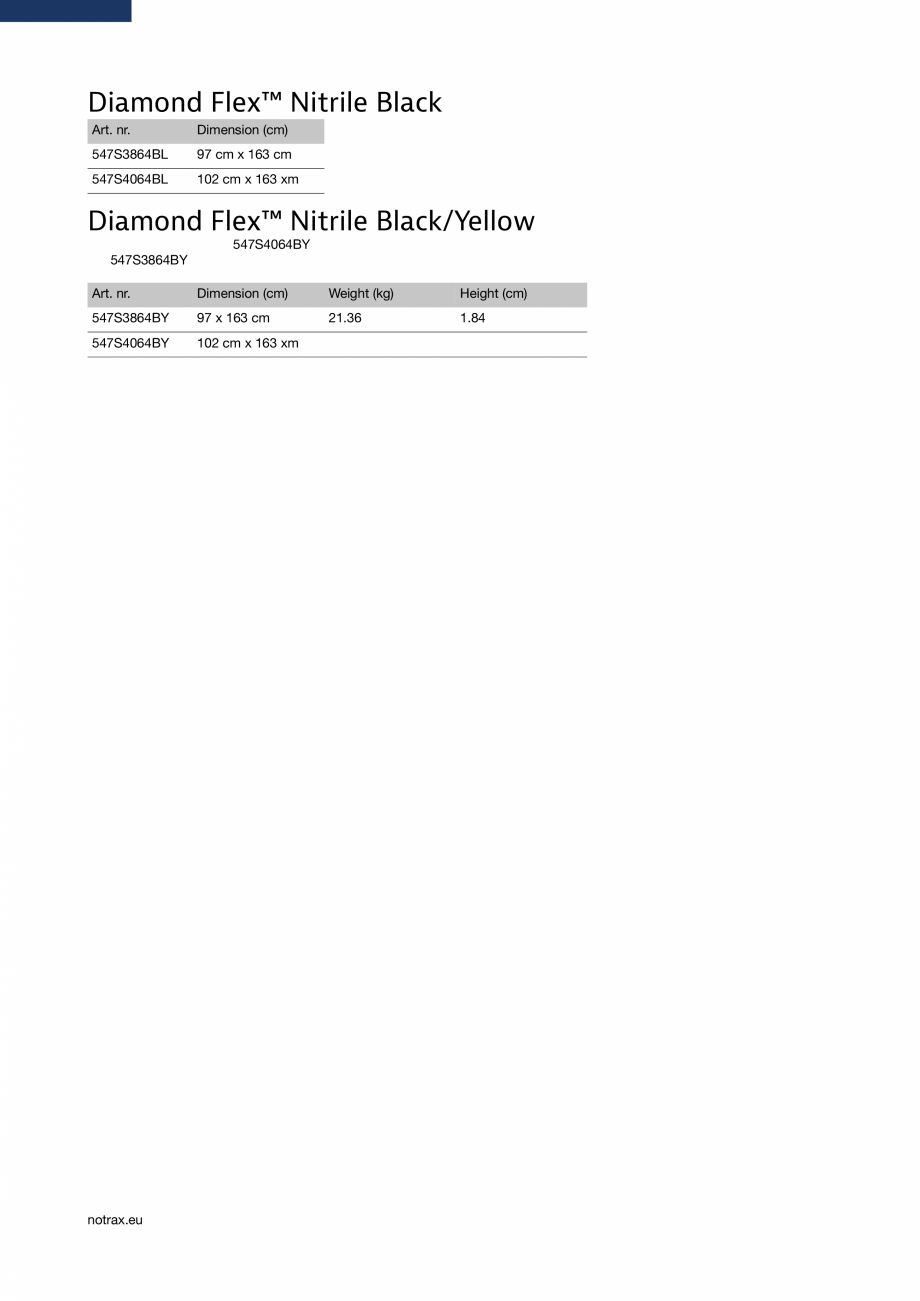 Pagina 4 - Covor ergonomic COVORASE PROFESIONALE Diamond Flex Nitrile 547 Fisa tehnica Engleza 