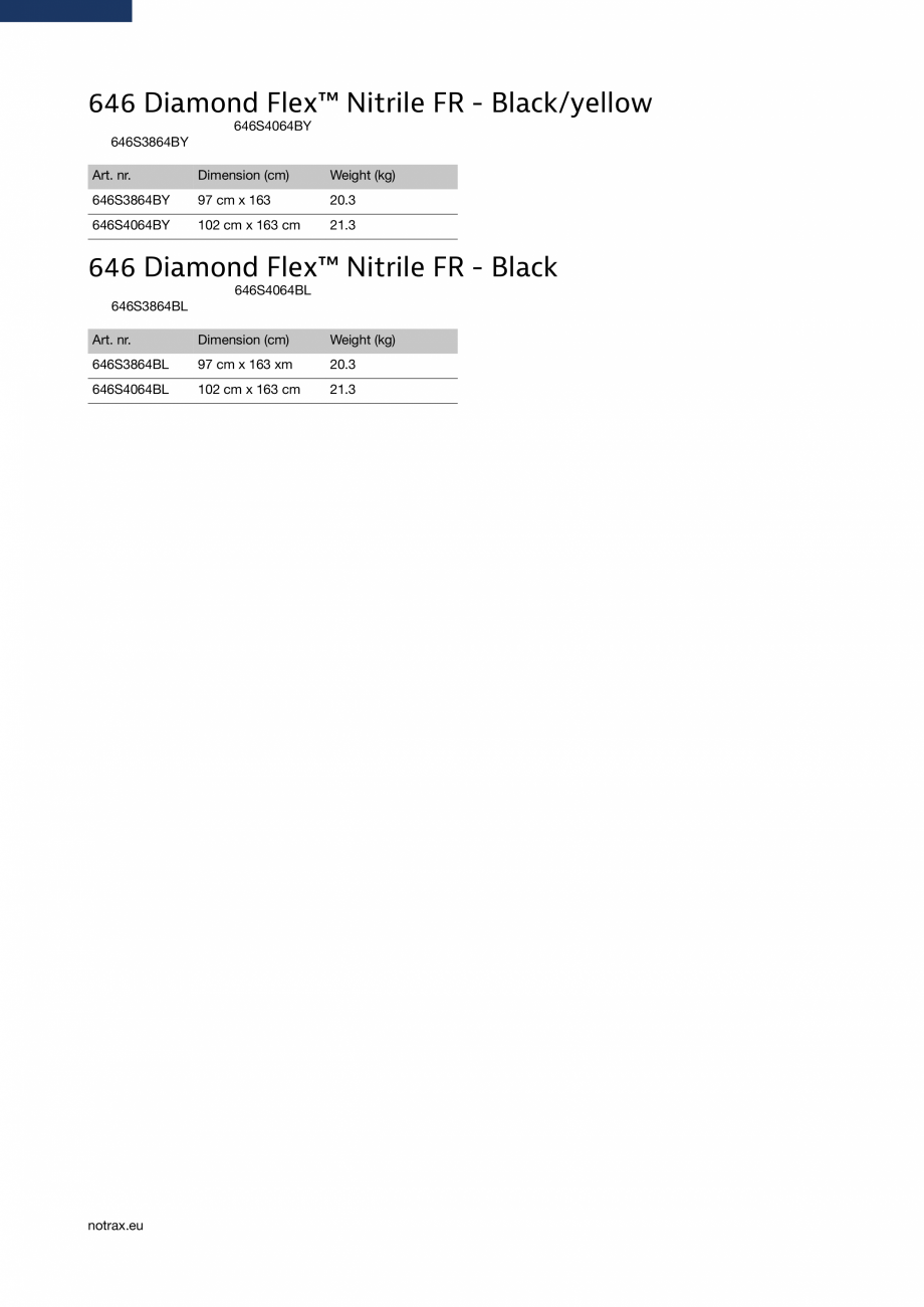 Pagina 4 - Covor ergonomic COVORASE PROFESIONALE Diamond Flex Nitrile FR 646 Fisa tehnica Engleza 