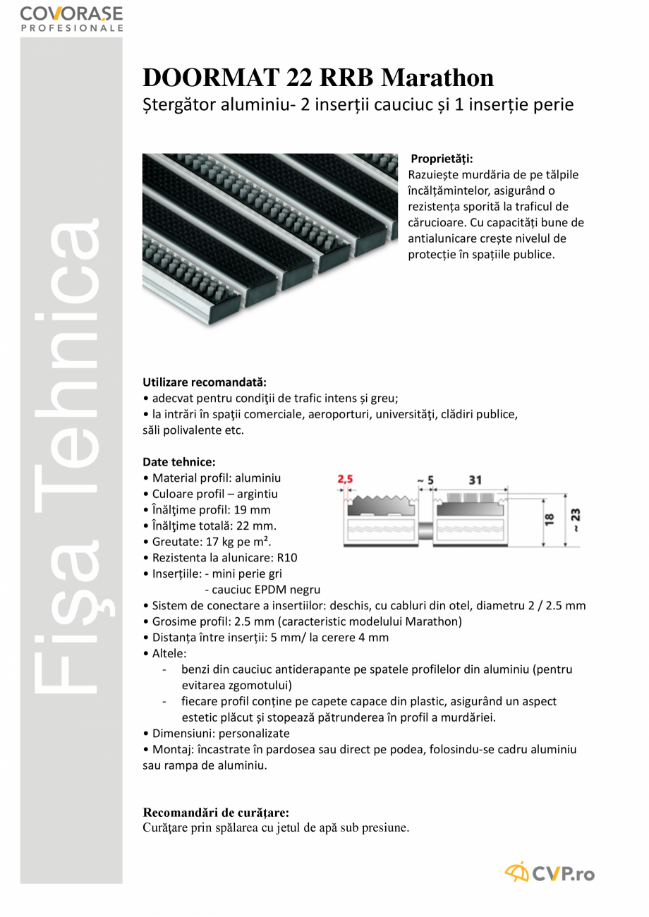 Pagina 1-Fișa Tehnica DOORMAT 22 RRB Marathon COVORASE PROFESIONALE DOORMAT V 22 RRB Marathon Fisa tehnica...
