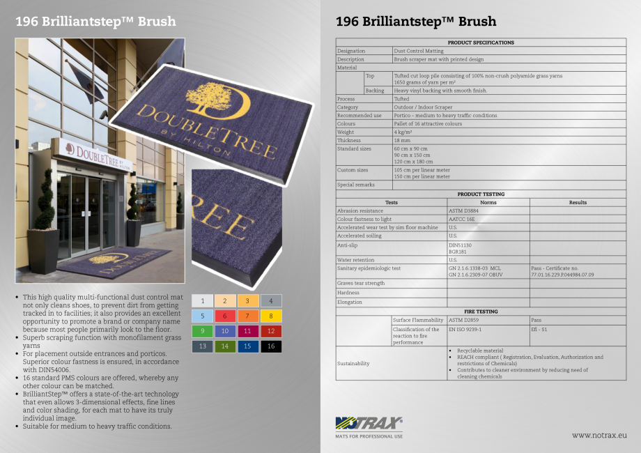 Pagina 1-Pres personalizat COVORASE PROFESIONALE LOGO BRUSH Fisa tehnica Romana 196 Brilliantstep™ Brush
...