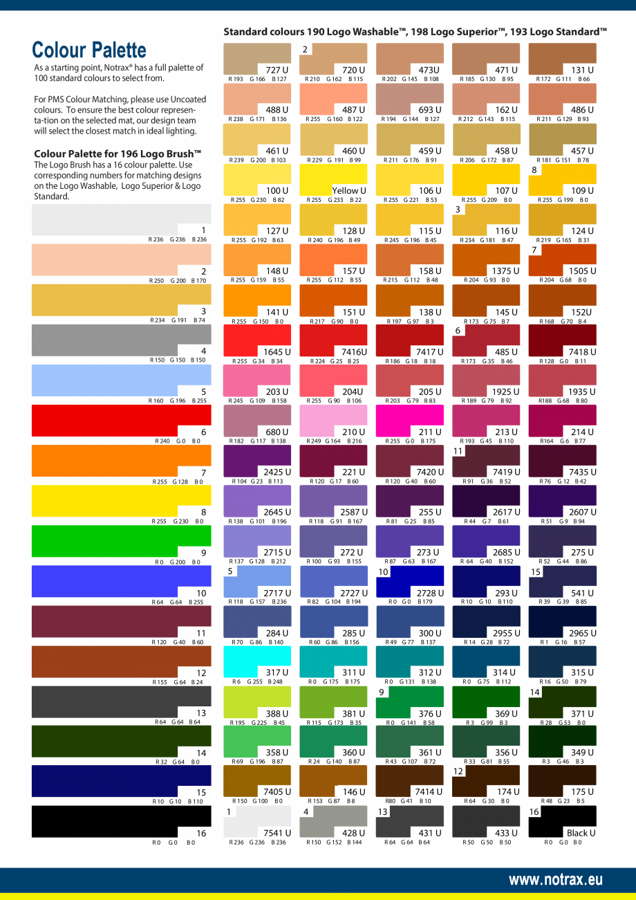 Pagina 1-Paletar de culori presuri personalizate COVORASE PROFESIONALE LOGO WASHABLE, LOGO IMPERIAL Catalog, ...