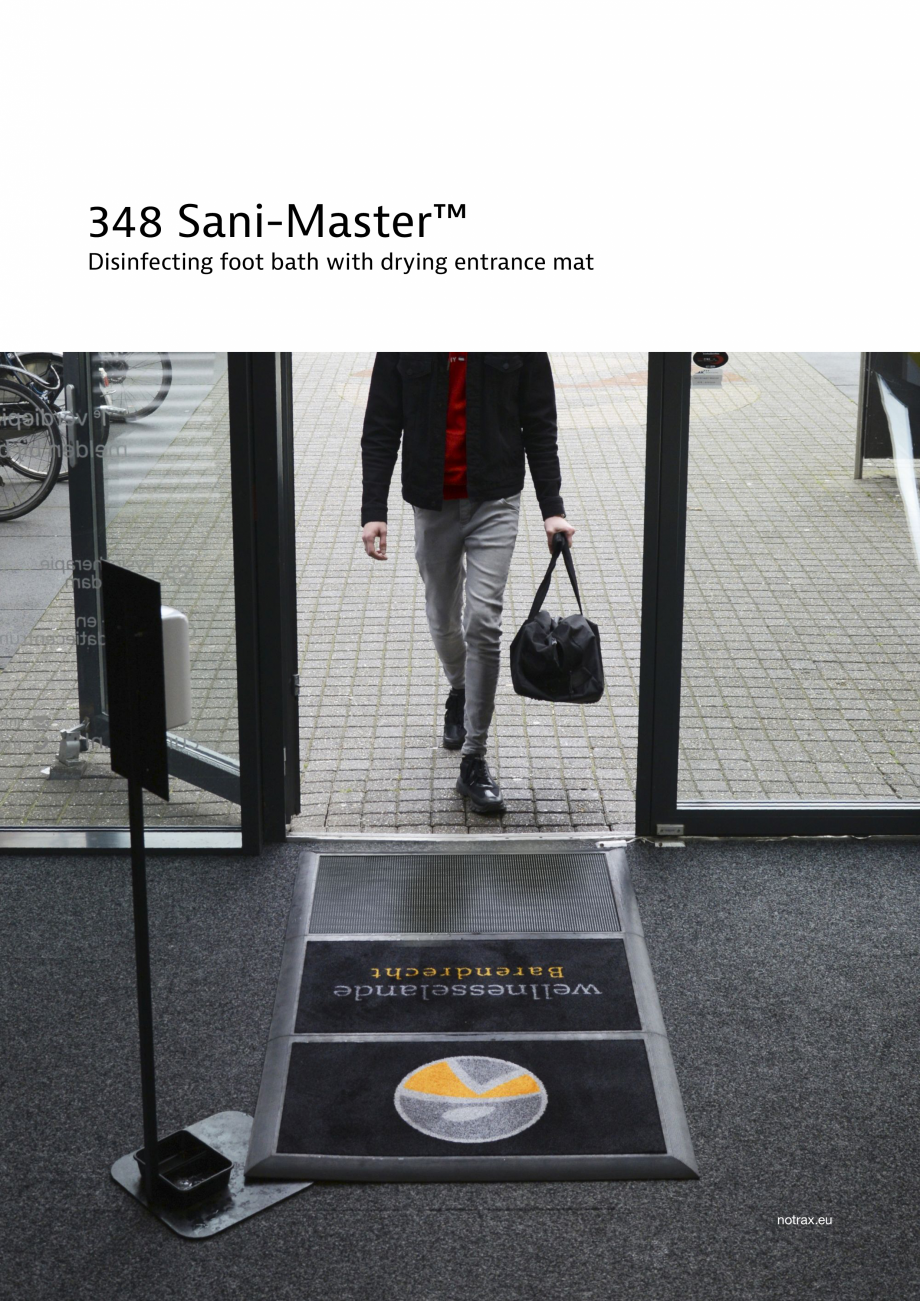 Pagina 1-Covor dezinfectant personalizat  COVORASE PROFESIONALE SANI-MASTER LOGO 348 Fisa tehnica Engleza 348...