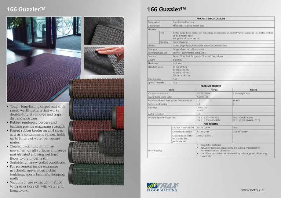 Pagina 1-Covor interior COVORASE PROFESIONALE GUZZLER Fisa tehnica Romana 166 Guzzler™

166 Guzzler™...