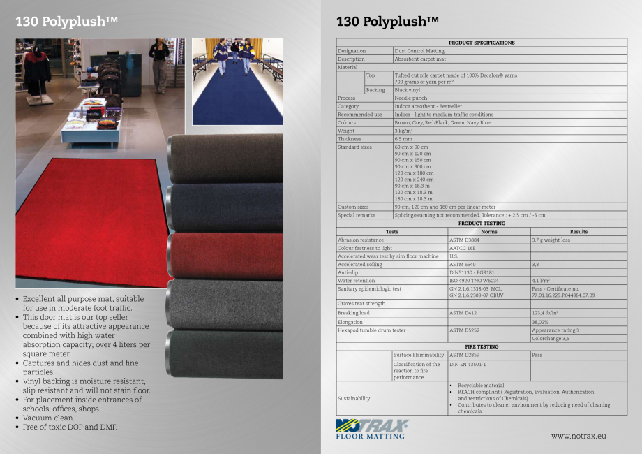Pagina 1-Bariera antipraf COVORASE PROFESIONALE POLYPLUSH Fisa tehnica Romana 130 Polyplush™

130...