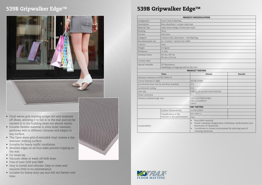 Pagina 1-Stergator profesional COVORASE PROFESIONALE GRIPWALKER Fisa tehnica Romana 539B Gripwalker Edge™

...