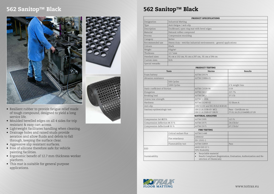 Pagina 1-Covor antiderapant COVORASE PROFESIONALE SANITOP Fisa tehnica Romana 562 Sanitop™ Black

562...