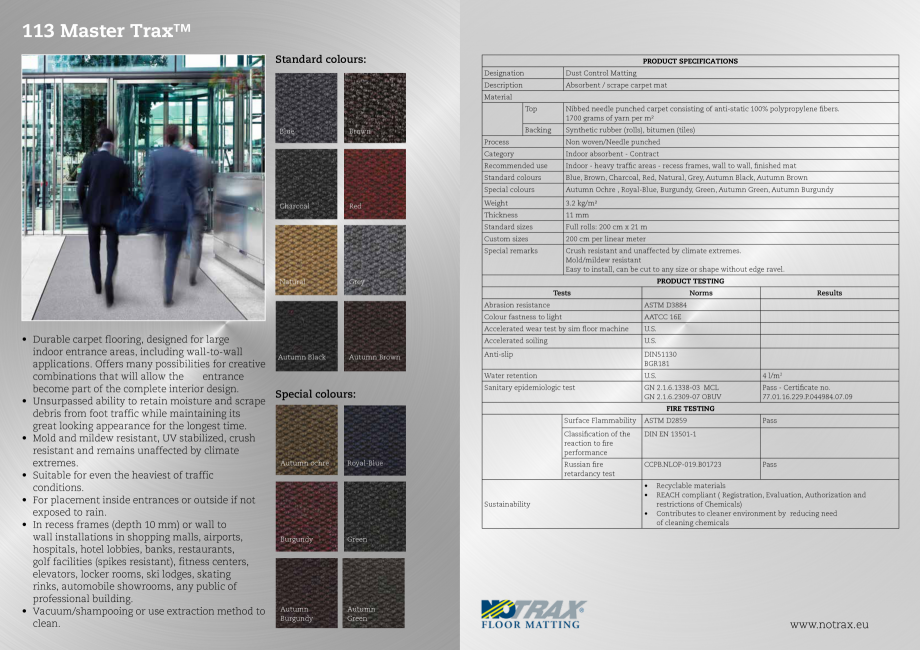 Pagina 1-Fisa tehnica MASTER TRAX COVORASE PROFESIONALE Romana 113 Master Trax™
Standard colours:

PRODUCT ...