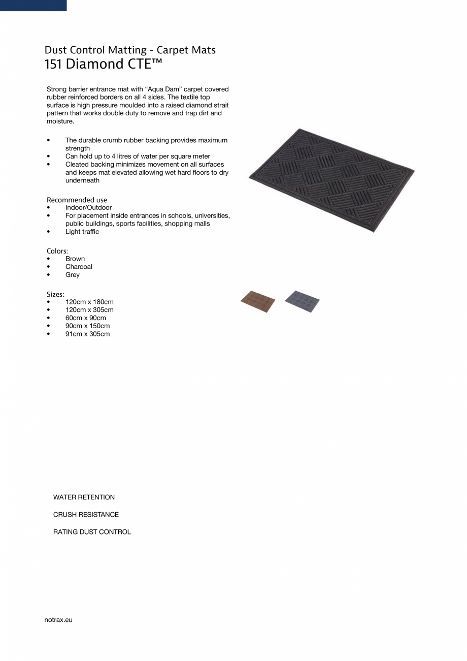 Pagina 2 - Covor de intrare textil COVORASE PROFESIONALE DIAMOND CTE 151 Fisa tehnica Engleza ting -...