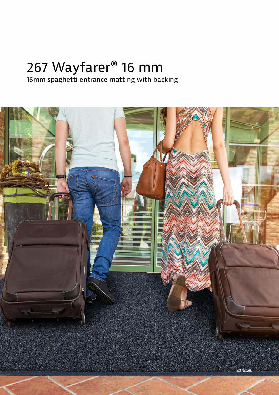 Pagina 1-Covor de intrare textil 16mm COVORASE PROFESIONALE WAYFARER 267 Fisa tehnica Engleza 267 Wayfarer® ...