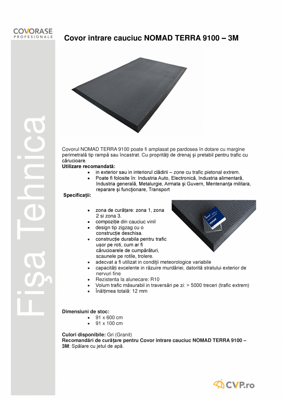 Pagina 1-Covor de intrare din cauciuc COVORASE PROFESIONALE NOMAD TERRA 9100  Fisa tehnica Romana Fişa...