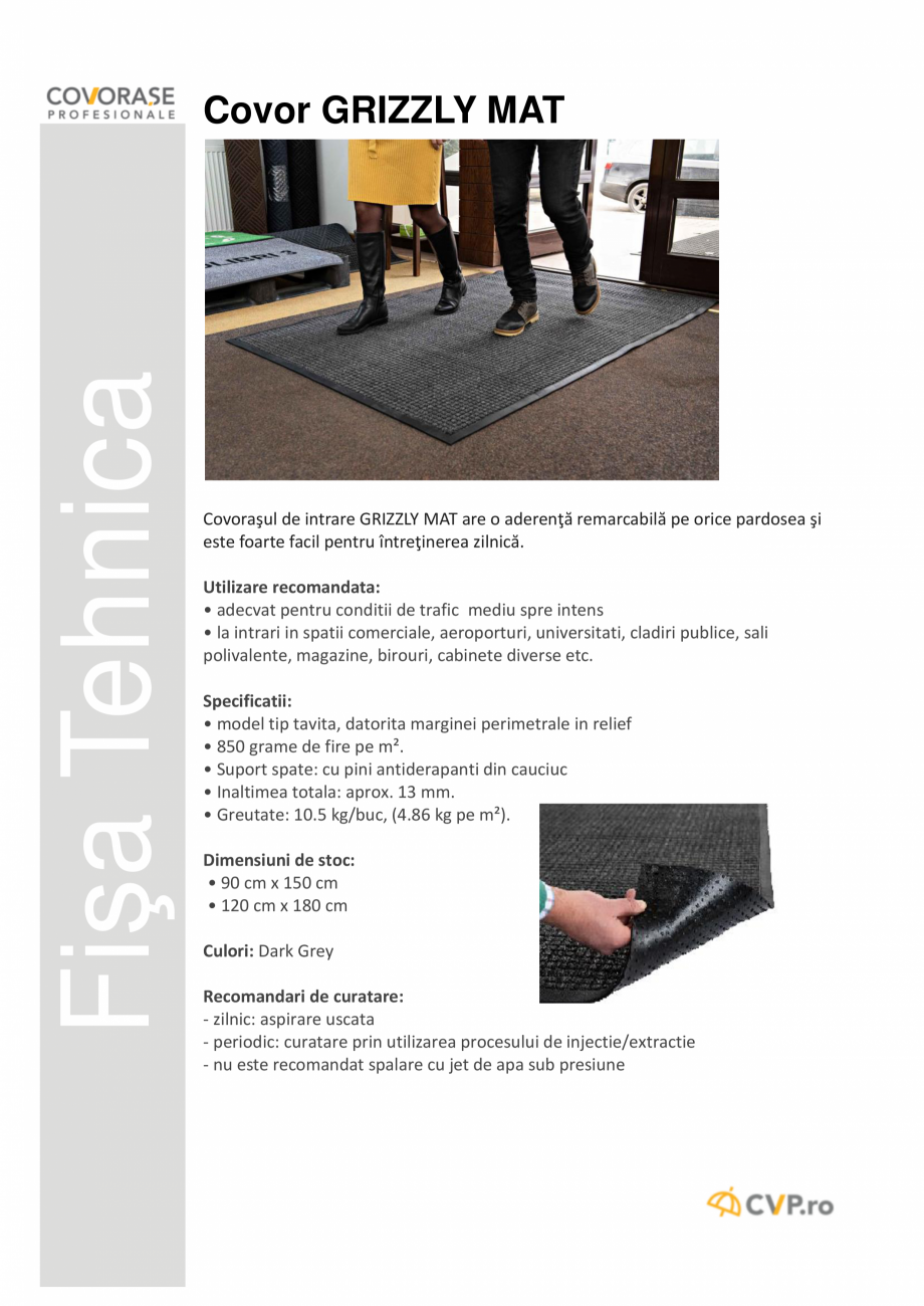 Pagina 1 - Covor de intrare textil  COVORASE PROFESIONALE GRIZZLY MAT Fisa tehnica Romana Fişa...