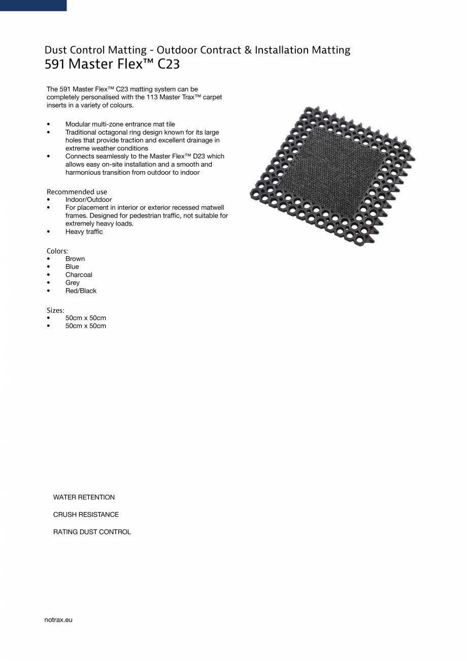 Pagina 2 - Covor modular COVORASE PROFESIONALE MASTER FLEX Fisa tehnica Engleza 
notrax.eu

Dust...