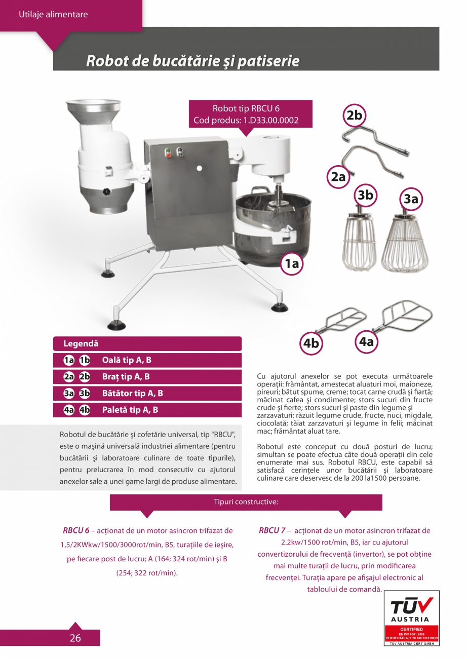 Pagina 1-Robot de bucatarie si patiserie ELTIM RBCU, RBCU-7 cu invertor Catalog, brosura Romana Utilaje...