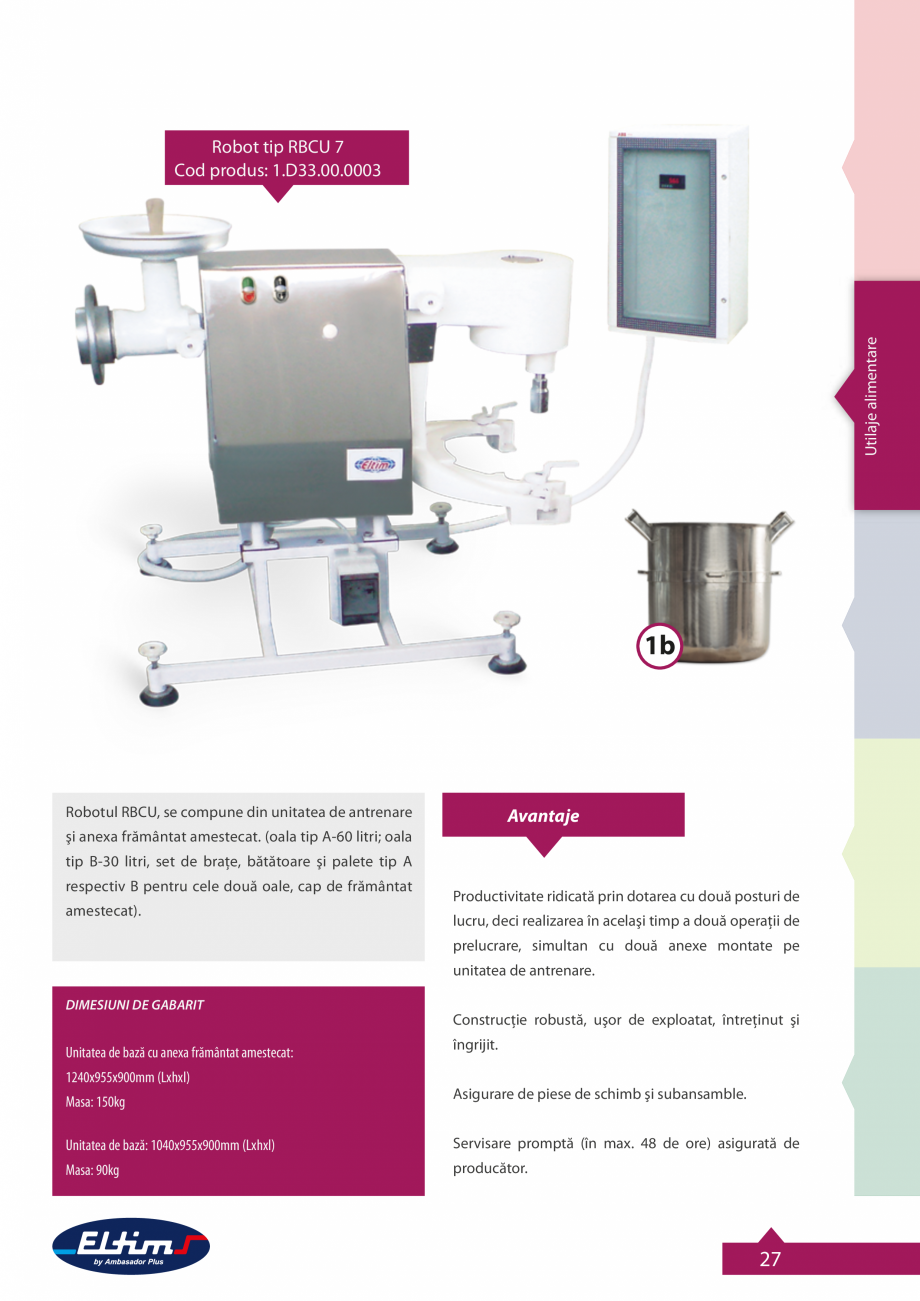 Pagina 2-Robot de bucatarie si patiserie ELTIM RBCU, RBCU-7 cu invertor Catalog, brosura Romana n se poate...