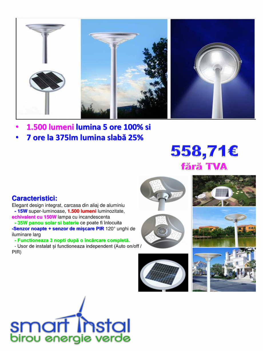 Pagina 1 - Lampi stradale cu LED SMART INSTAL SSL-07, SSL-16, All-in-One Fisa tehnica Romana www...