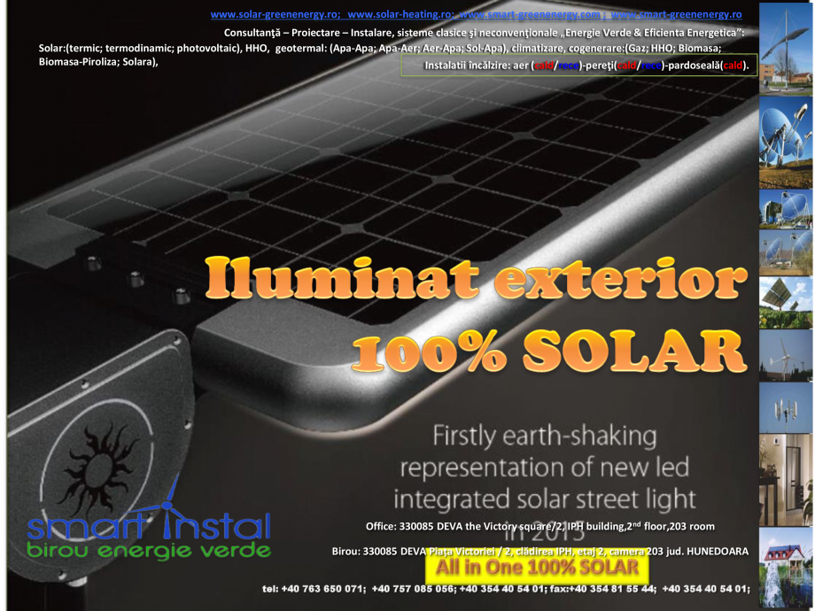 Pagina 1-Iluminat exterior 100% SOLAR SMART INSTAL Catalog, brosura Romana www.solar-greenenergy.ro; www...