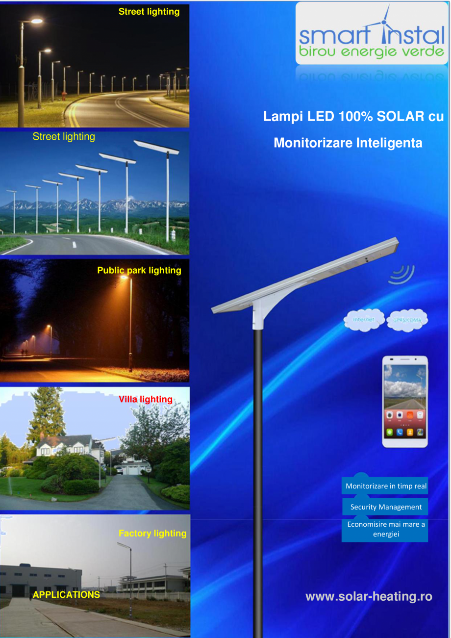 Pagina 1-Monitorizare inteligenta - Lampi stradale cu LED, 100% SOLAR SMART INSTAL Fisa tehnica Romana Street...