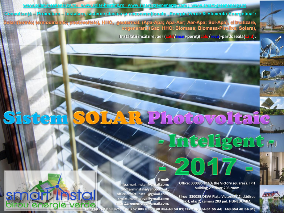 Pagina 1-Sistem SOLAR Photovoltaic Inteligent SMART INSTAL Catalog, brosura Romana www.solar-greenenergy.ro; ...