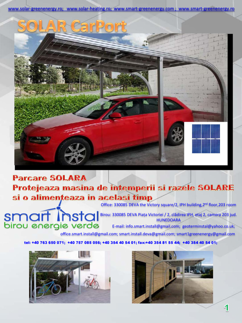 Pagina 1-SOLAR CarPort SMART INSTAL Catalog, brosura Romana www.solar-greenenergy.ro; www.solar-heating.ro;...
