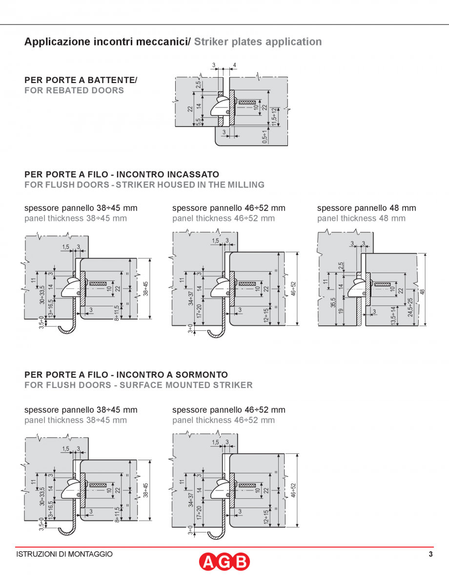 Pagina 3-Instructiuni de montare broasca AGB SICUREZZA SL Instructiuni montaj, utilizare Italiana, Engleza ...