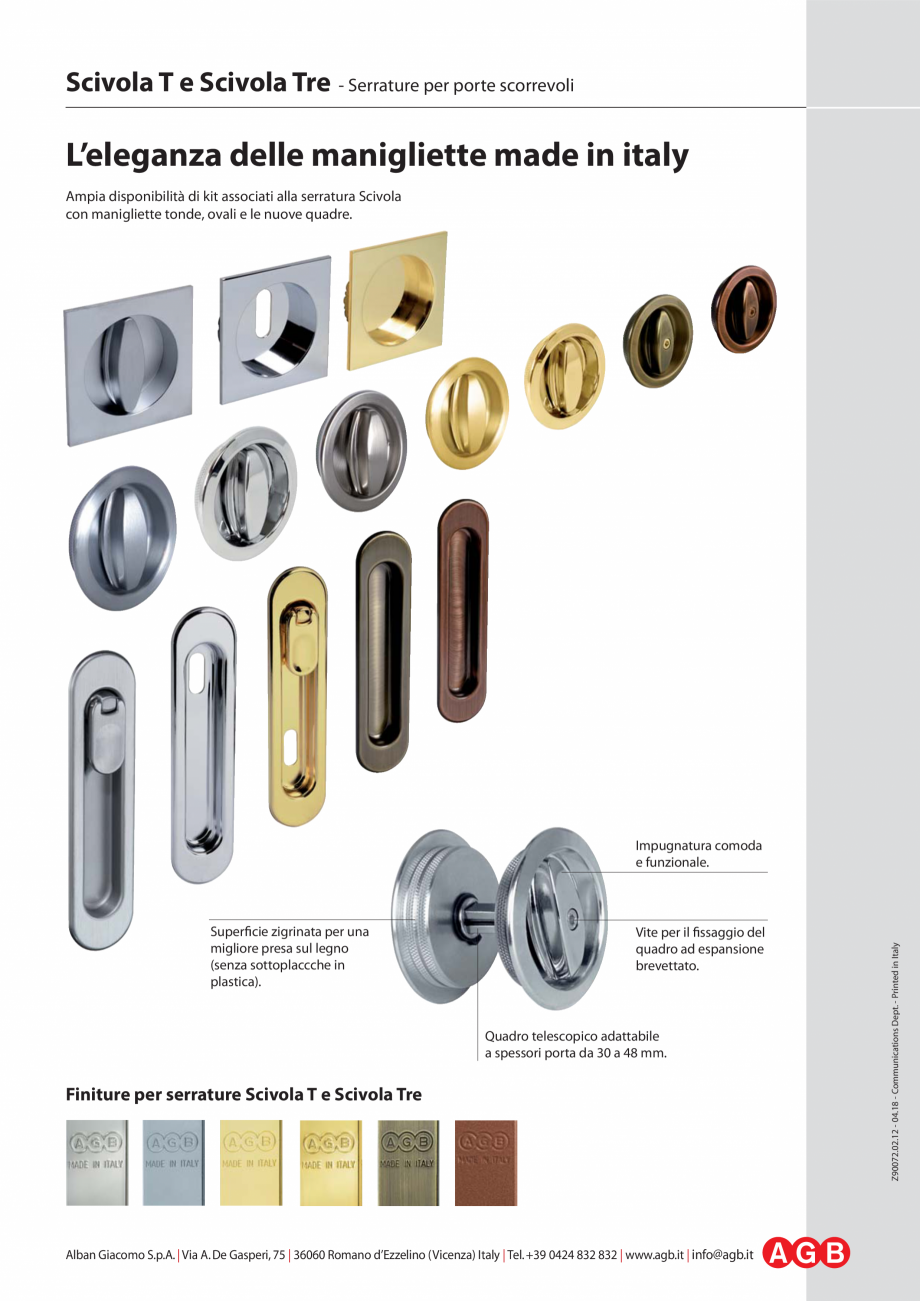 Pagina 4-Broasca usi culisante - Scivola T e Tre - pliant AGB Catalog, brosura Italiana moda
e funzionale.

