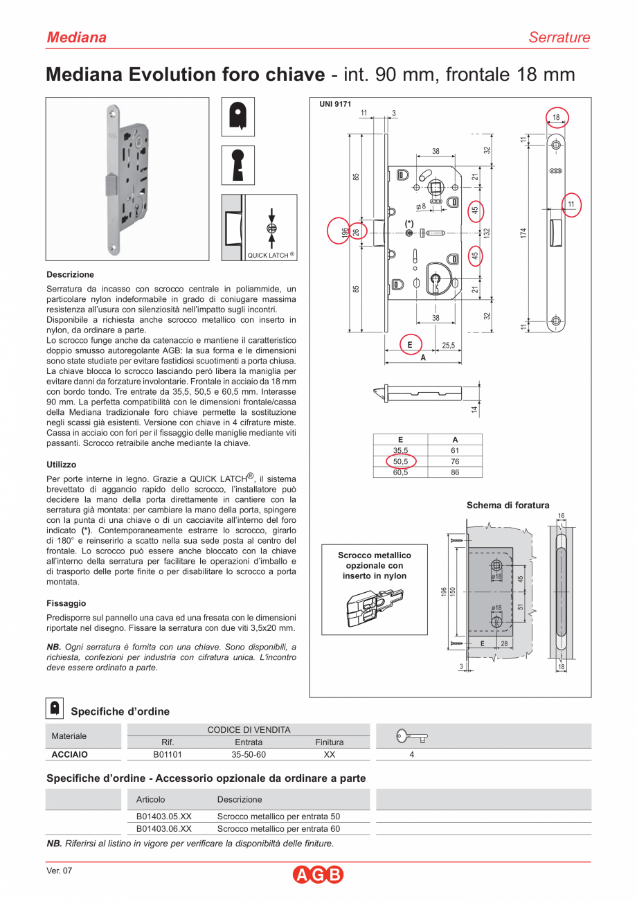 Pagina 1-Broasca usi silentioasa - Mediana cheie - I90 F18 AGB Mediana Evolution Fisa tehnica Italiana...