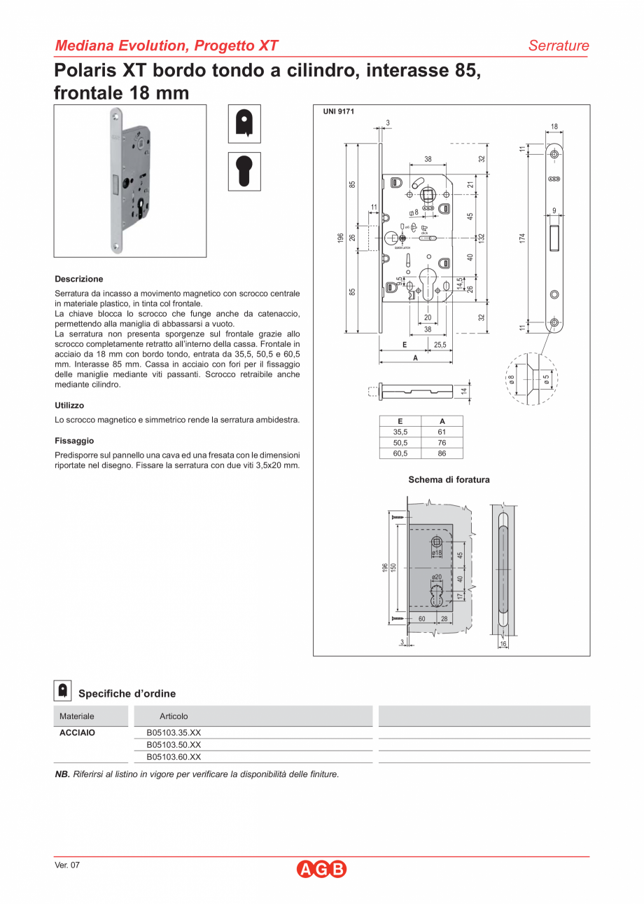 Pagina 1-Broasca magnetica Polaris XT - I85 F18 cilindru AGB Mediana Polaris Fisa tehnica Italiana Mediana...