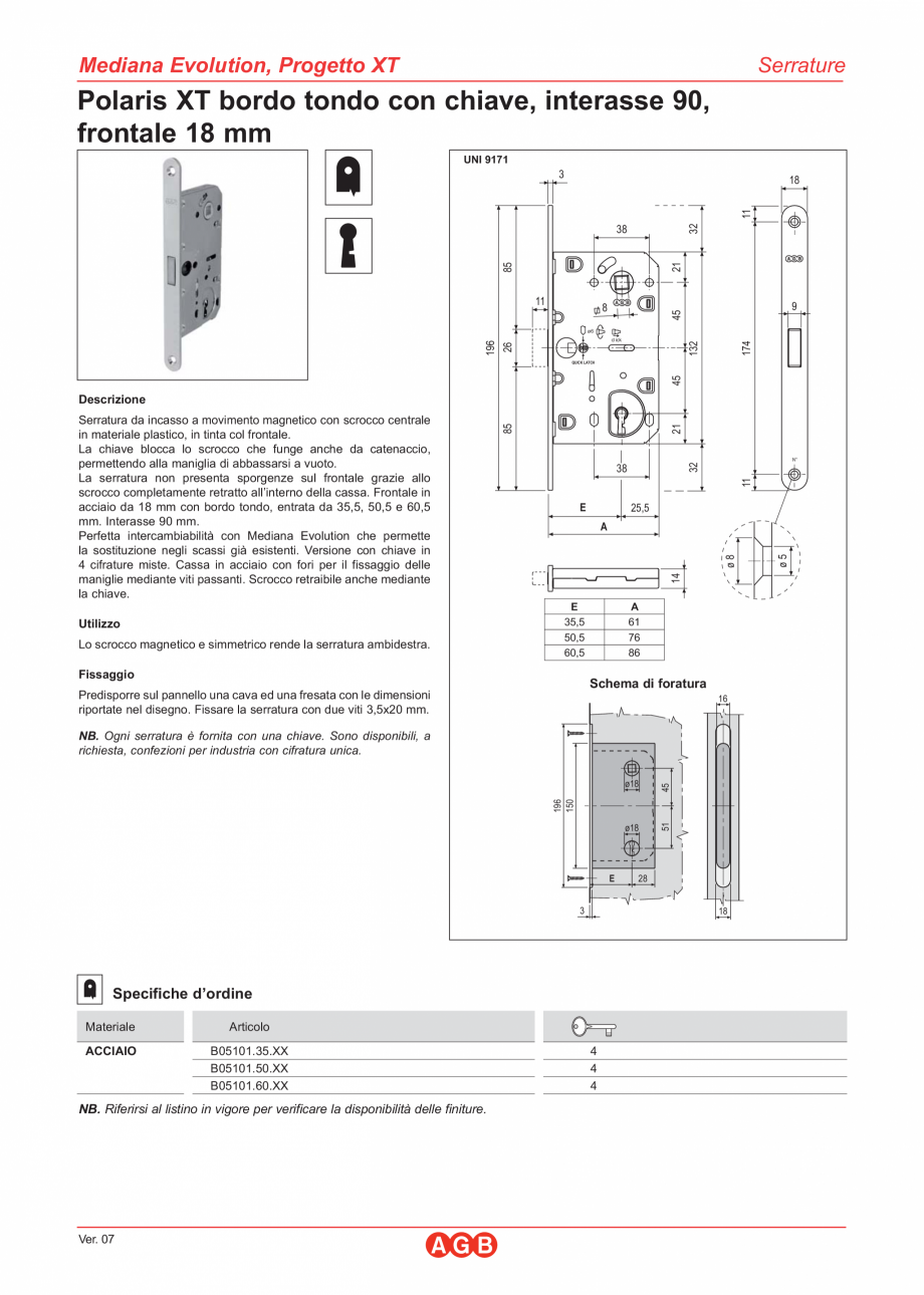 Pagina 1-Broasca magnetica Polaris XT I90 F18 cheie AGB Mediana Polaris Fisa tehnica Italiana Mediana...