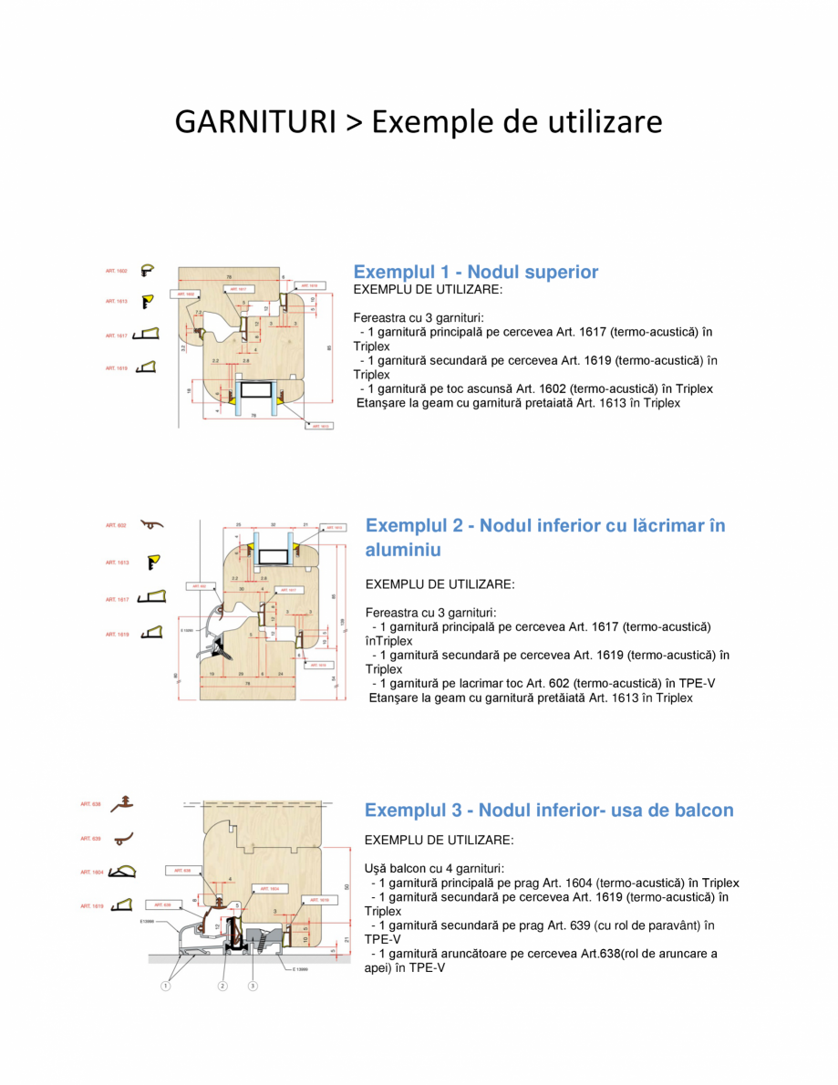 Pagina 1-GARNITURI - Exemple de utilizare Deventer + Trafilo TRIPLEX - 1617, TRIPLEX - 1619, 602, 1613, 639, ...